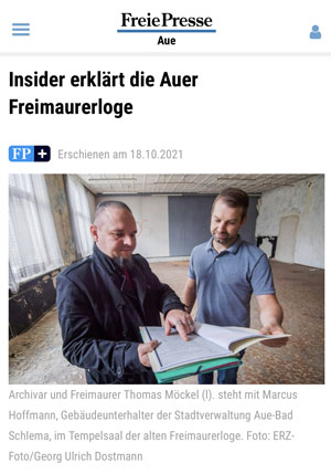 Insider erklärt die Auer Freimaurerloge. Er ist selbst Freimaurer, Mitglied der Logen in Erfurt und Schneeberg.
